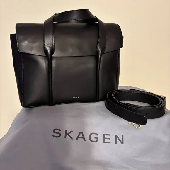 NEW SKAGEN Black Color Leather Handbag and Dust Bag - Picture 12 of 16